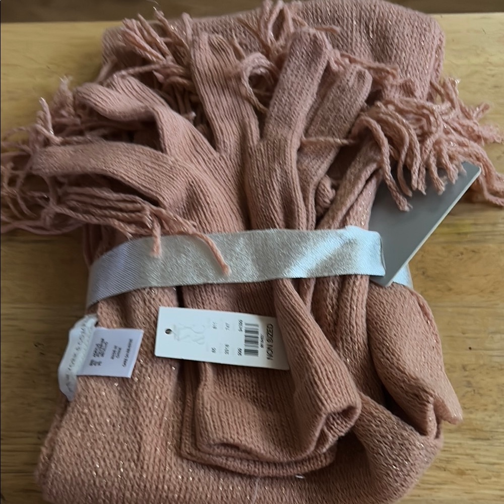 Cozy Knit Scarf and Gloves PINK/Gold Threaded NY&C BRAND NEW WITH TAGS
